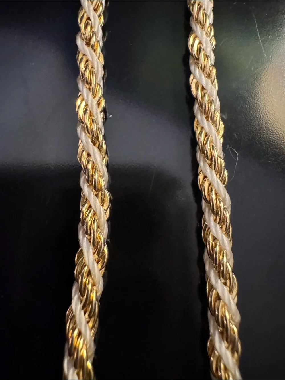 Vintage Bundle - Gold Tone Braided Rope Necklace and Filigree Drop Earrings